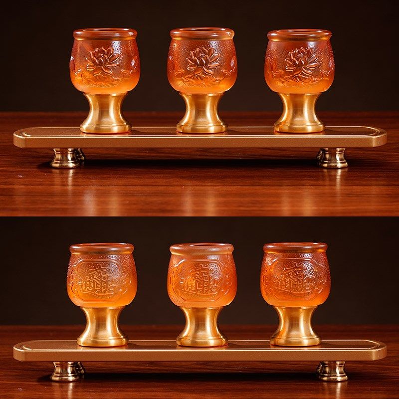 快速发货供佛三连供杯敬财神五连酒杯招财琉璃莲花圣X水杯仙家用,家居饰品,酥油灯,淘宝优惠券,粉丝福利购,淘宝优惠卷