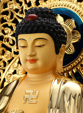 快速发货台湾鎏金纯铜西方三圣站像阿F弥陀佛像立像大势至观音佛