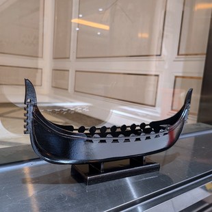 快速发货龙船模型摆件一帆风顺船模客厅小L木船船仓可装储物品书