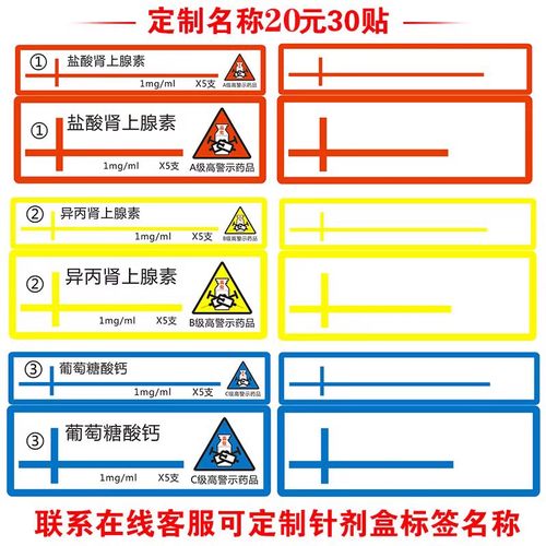 抢救车针剂收纳盒标签贴标签贴