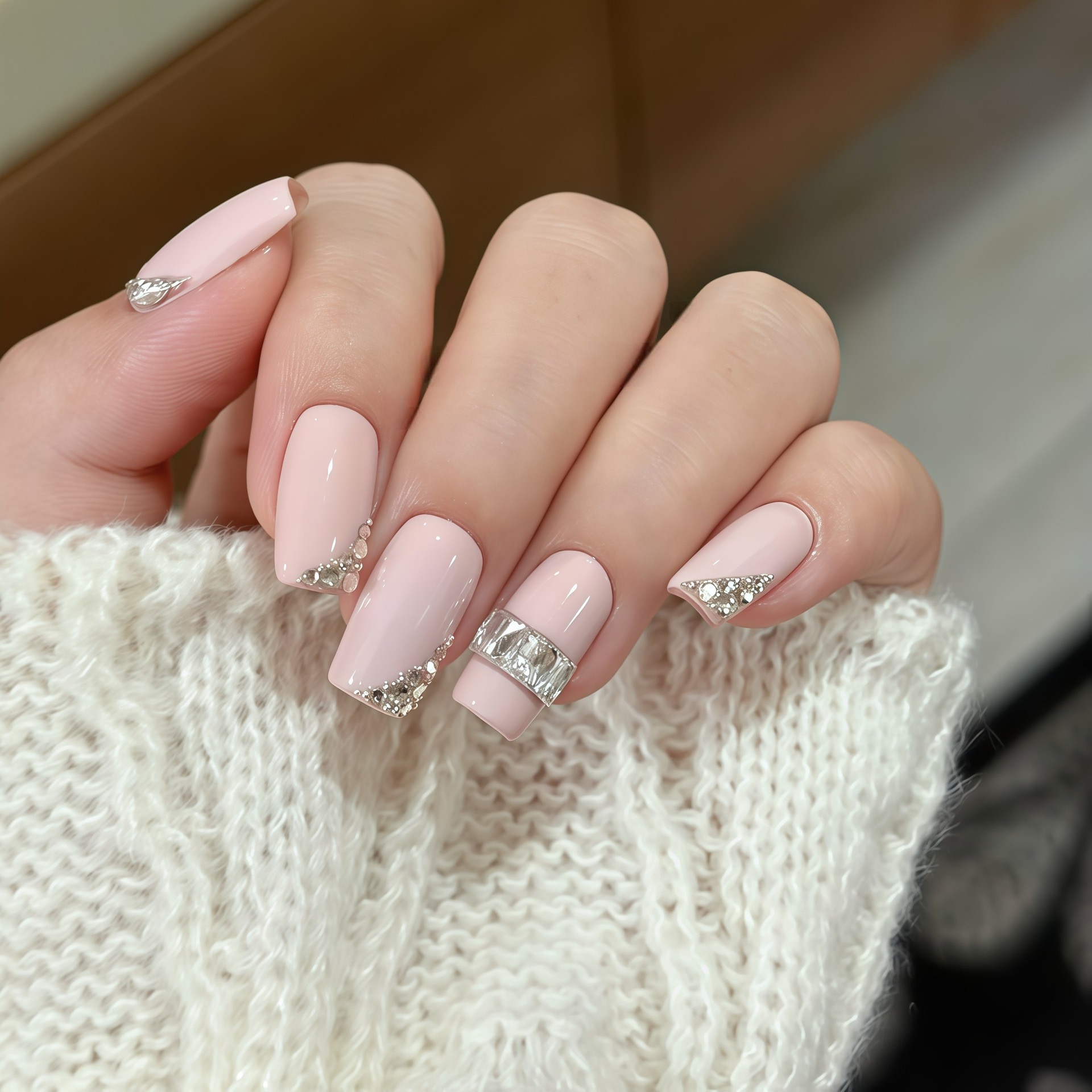 【露思同款】皮粉色清透温柔显白纯手工穿戴甲短美甲贴片假指甲片