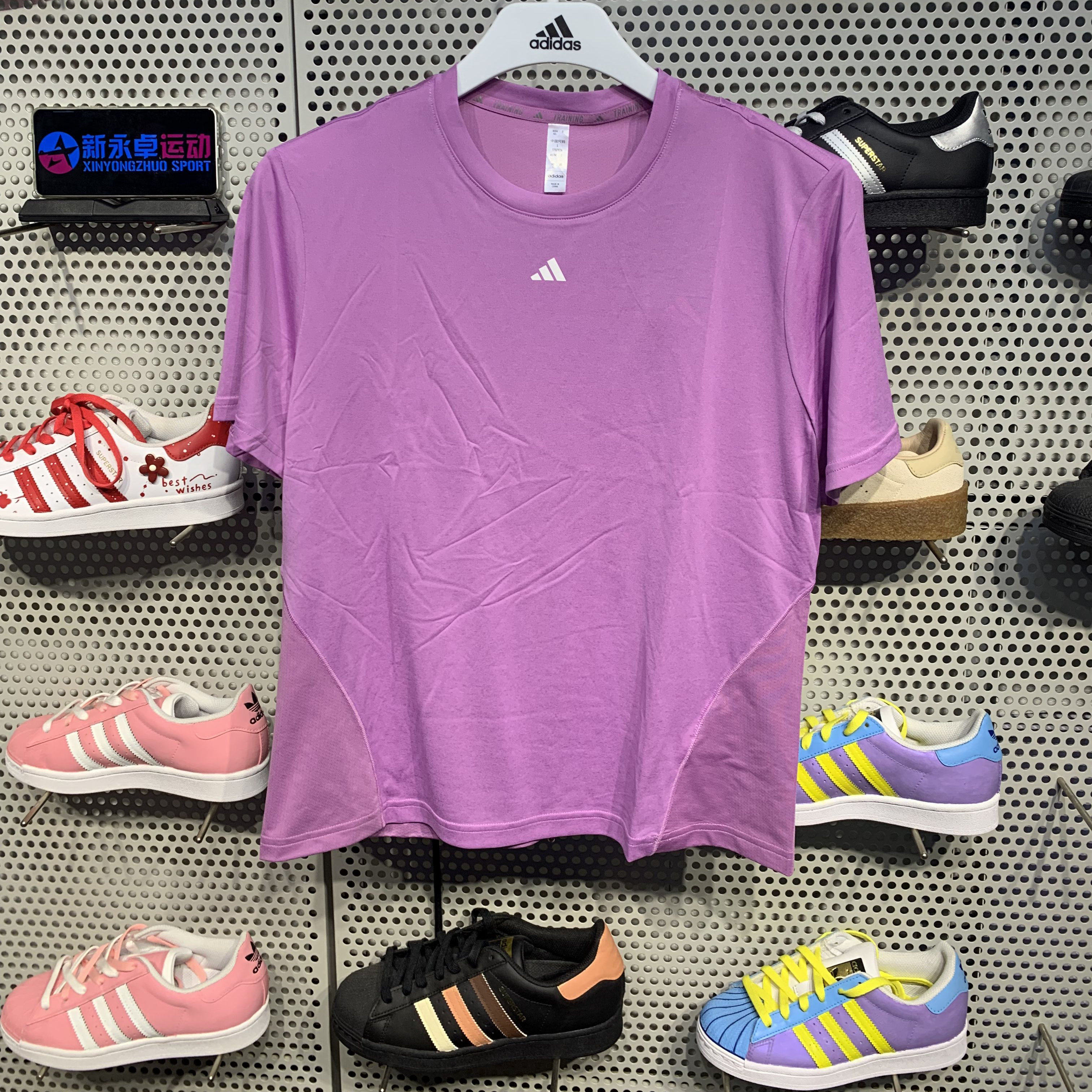 断码L/Adidas/阿迪达斯女子运动训练速干短袖圆领T恤JG6057