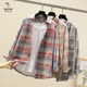 男宽松纯棉百搭日系港风潮流休闲格子衬衣 衬衫 2025啄木鸟夏季 长袖