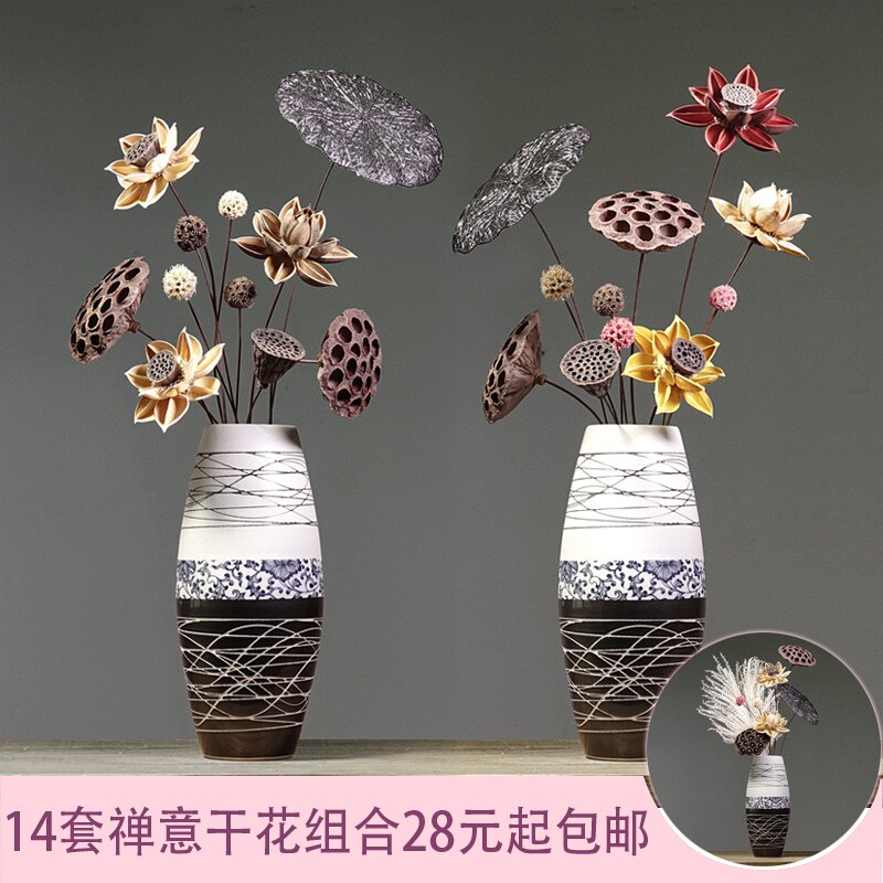 中式干花禅意插话古典荷花装饰假花仿真花佛前供花供奉干莲花干花