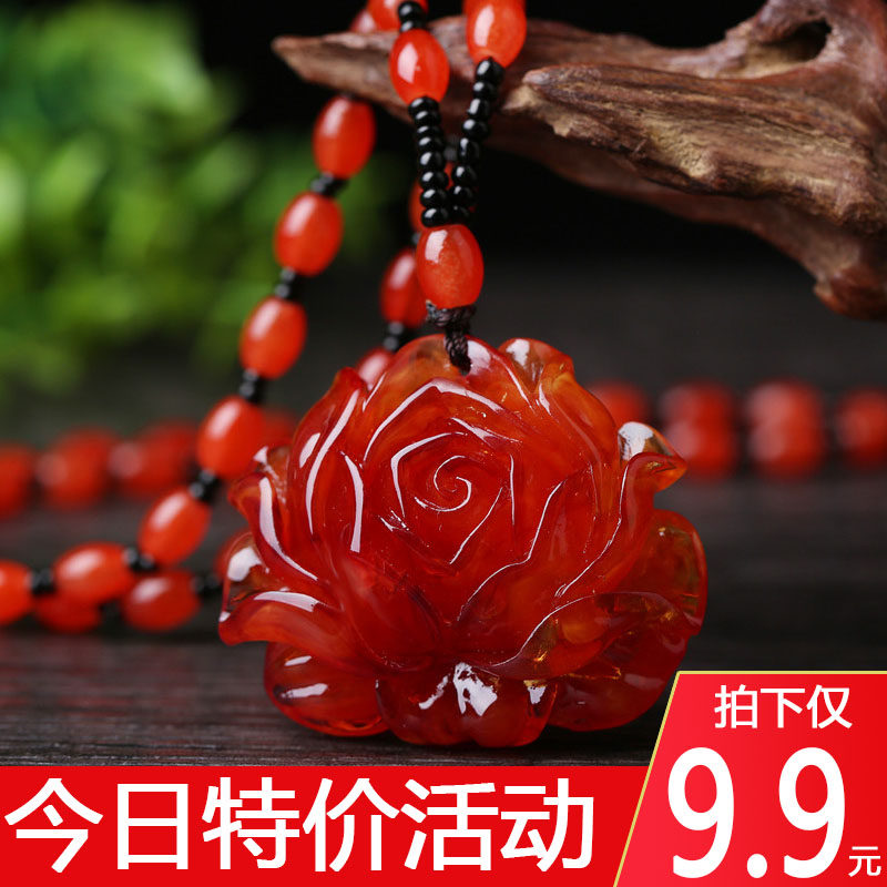蜜蜡民族风毛衣链吊坠长款男女琥珀血蜜花朵水滴经典大气百搭项链