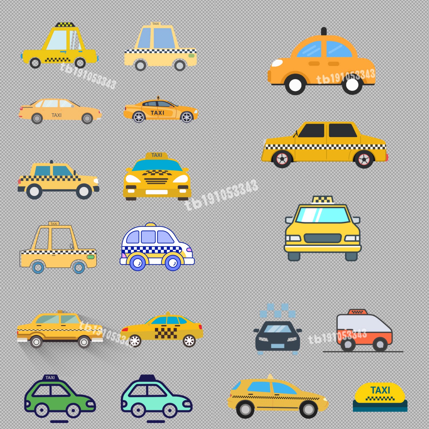 卡通网约车出租车TAXI打车动画视频素材带通道图片
