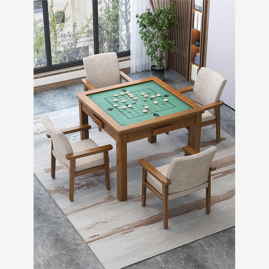 中式实木棋牌桌椅组合正方形老年手搓麻将桌扑克桌象棋桌四方桌子