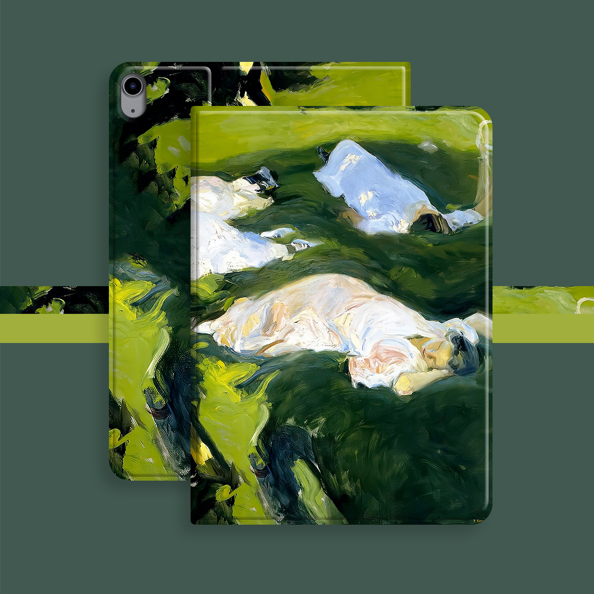 美术生油画复古绿色保护套定制