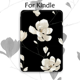 黑色玉兰花kindle499保护套paperwhite4青春版 5定制oasis3 kpw123