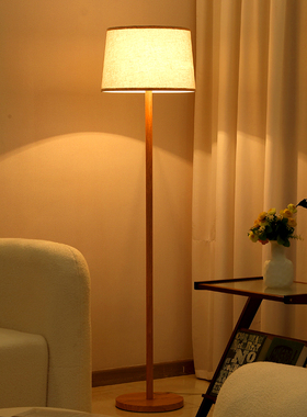 北欧极简木纹色客厅卧室书房床头喂奶网红温馨酒店氛围阅读落地灯