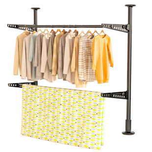 顶天立地窗台晾衣架室内阳台飘窗神器折叠宿舍家用卧室伸缩晒衣架