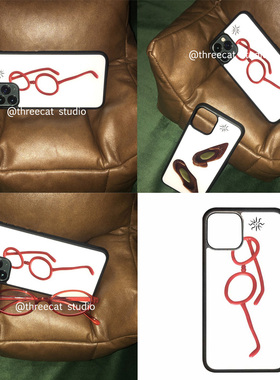 韩ins个性红色眼镜欧尼博主同款手机壳适用于iphone17promax/16pro苹果15/14/13/12黑边11保护套Xsmax
