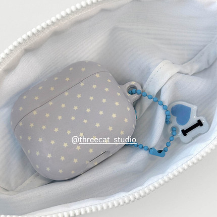 韩ins设计Y2k少女心紫灰色星星pro3进口菲林耳机壳适用于苹果1/2/3/4代airpods pro2保护套airpods 4代硬亮