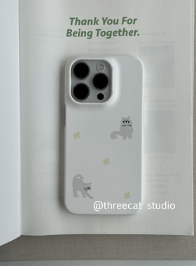 韩ins可爱灰色猫咪欧尼菲林壳适用于iphone17promax苹果16pro/15/14/13/12/11全包Xsmax手机保护套XR亮面