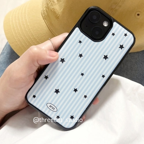 蓝竖纹星星苹果17pro手机壳