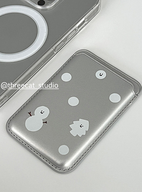 韩国ins雪点雪人磁吸无线充magsafe卡套包手机壳适用于iphone17promax/16pro苹果15/14/13/12磁吸保护套11