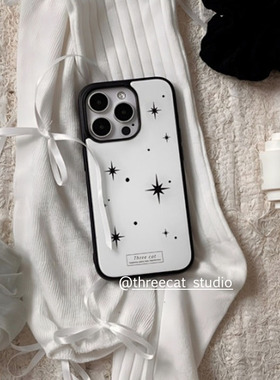 韩系欧尼ins少女心许多黑色星光辣妹博主同款手机壳适用于iphone17promax/16pro苹果15/14/13/12保护套黑边11