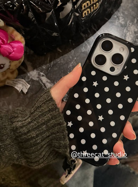 韩系ins辣妹甜美Y2K星星波点欧尼同款手机壳适用于iphone17promax/16pro苹果15/14/13/12黑边11保护套Xsmax