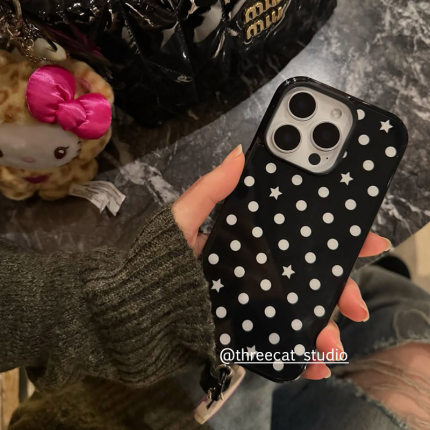韩系ins辣妹甜美Y2K星星波点欧尼同款手机壳适用于iphone17promax/16pro苹果15/14/13/12黑边11保护套Xsmax