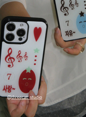 韩insY2K少女胭脂红青春爱的音符欧尼博主手机壳适用iphone17promax/16pro苹果15/14/13/12黑边11保护套Xsmax