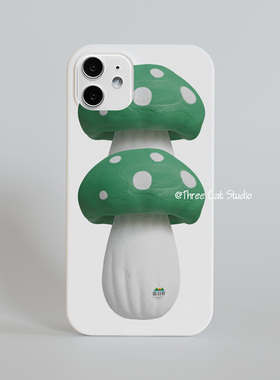 韩ins绿色蘑菇欧尼菲林壳适用于iphone17promax苹果16pro/15/14/13/12/11全包Xsmax手机保护套XR亮面