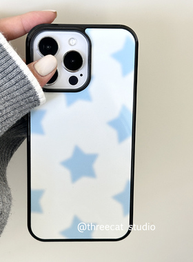 韩国小众ins个性时尚少女蓝色星星博主同款适用于iphone16pro/15promax苹果14/13/12/11手机壳xsmax保护套XR