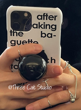 韩ins气质黑色半球支架英文欧尼菲林壳适用于iphone17promax苹果16pro/15/14/13/12/11全包Xsmax手机保护套