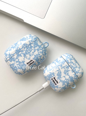 韩ins设计chic蓝色泼墨pro3进口4代菲林耳机壳适用于苹果1/2/3/4代airpods pro 2 3 保护套airpods 4代硬亮