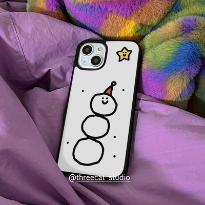 苹果iphone17黑边壳雪人星星