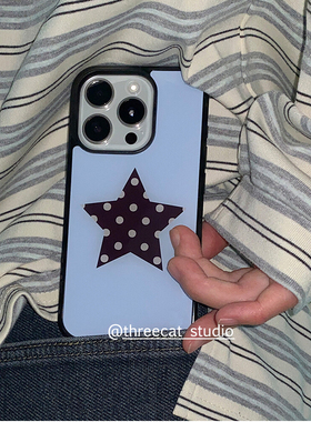 韩ins古早风黑色星星波点欧尼博主同款手机壳适用于iphone17promax/16pro苹果15/14/13/12黑边11保护套Xsmax