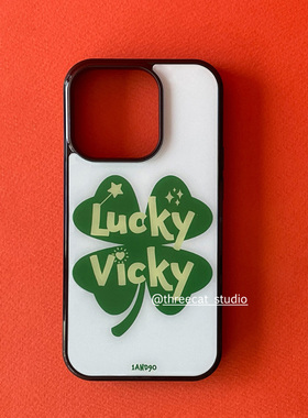 韩女ins日系vicky幸运四叶草欧尼博主同款手机壳适用iphone17promax/16pro苹果15/14/13/12黑边11保护套Xsmax