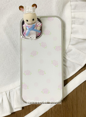 韩ins小众个性粉玫瑰波点元素博主同款手机壳适用于iphone16promax/15pro苹果15/14/13/12银边11保护套Xsmax