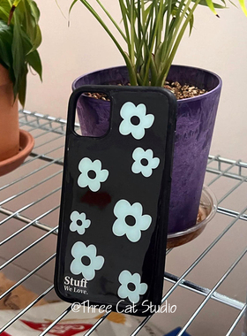 韩国欧尼小众ins蓝色花朵博主同款适用于iphone17pro/16promax苹果15/14/13/12/11手机壳xsmax保护套XR黑边