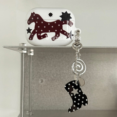 韩ins艺术设计古早棕色小马pony星星pro3进口菲林耳机壳适用于苹果1/2/3/4代airpods pro2保护套airpods 4代