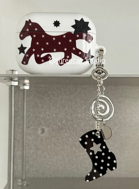 韩ins艺术设计古早棕色小马pony星星pro3进口菲林耳机壳适用于苹果1/2/3/4代airpods pro2保护套airpods 4代