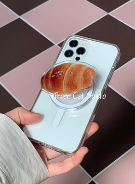 韩欧尼ins个性小众盐面包磁吸无线充magsafe卡套手机壳适用于iphone17pro/16promax苹果15/14/13/12/11