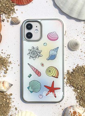 韩系ins蓝色波纹贝壳欧尼千金玛德琳手机壳适用于iphone17promax/16pro苹果15/14/13/12银边11保护套Xsmax