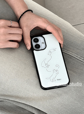 韩系ins极简可爱猫咪欧尼博主同款手机壳适用于iphone17promax/16pro苹果15/14/13/12黑边11保护套Xsmax