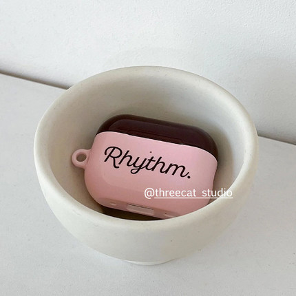韩ins设计浪漫Rhythm英文pro3进口4代菲林耳机壳适用于苹果1/2/3/4代airpods pro 2 3 保护套airpods 4代硬亮