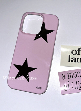 韩ins风小众粉黑色五角星星博主同款菲林16手机壳适用于苹果iphone16Promax/15pro保护套14/13/12/11硬XSMAX