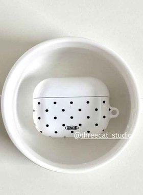 韩ins设计古早简约黑色波点pro3进口4代菲林耳机壳适用于苹果1/2/3/4代airpods pro2保护套airpods 4代硬亮