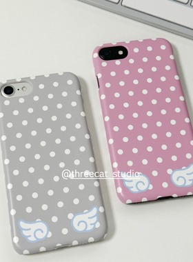 韩ins古早波点天使翅膀欧尼菲林壳适用于iphone17promax苹果16pro/15/14/13/12/11全包Xsmax手机保护套XR亮面