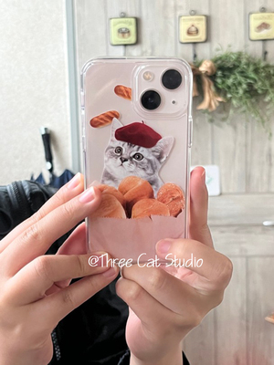 苹果16pro高透手机壳可爱猫咪