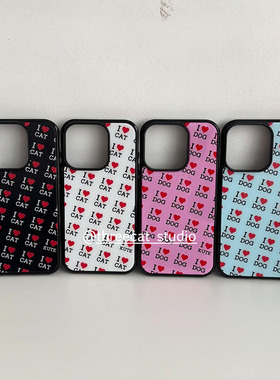 韩ins我爱猫咪狗狗欧尼博主同款手机壳适用于iphone17promax/16pro苹果15/14/13/12黑边11保护套Xsmax