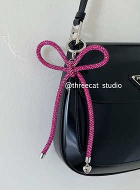 韩系ins小众设计紫色闪钻绳爱心吊坠挂饰物包包挂件新款时尚潮流