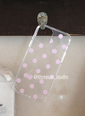 韩系ins少女心古早波点笑脸樱桃博主同款手机壳15适用于iphone16pro/15promax苹果14/1312/11保护套透软