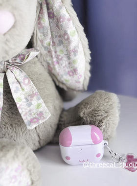 韩ins治愈童趣粉色可爱小熊表情pro3进口菲林耳机壳适用于苹果1/2/3/4代airpods pro2保护套airpods 4代硬亮