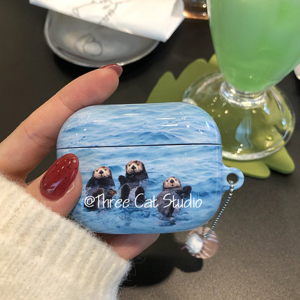 韩ins设计个性搞怪有趣海濑3胞胎pro3进口菲林耳机壳适用于苹果1/2/3/4代airpods pro2保护套airpods 4代硬亮
