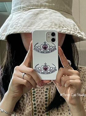 韩ins甜美少女皇冠欧尼菲林壳适用于iphone17promax苹果16pro/15/14/13/12/11全包Xsmax手机保护套XR亮面