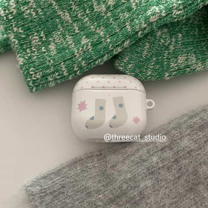 韩ins设计chic粉波点秋冬袜子pro3进口菲林耳机壳适用于苹果1/2/3/4代airpods pro2保护套airpods 4代硬亮